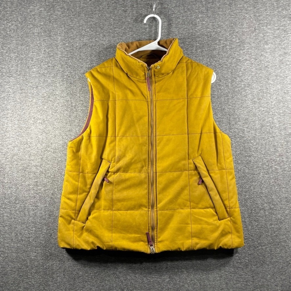 John Partridge Quilted Vest Womens Large Waxed Cotton Brown/Gold